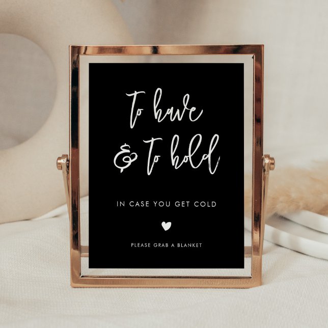 Contemporary modern black wedding blankets sign (Creator Uploaded)