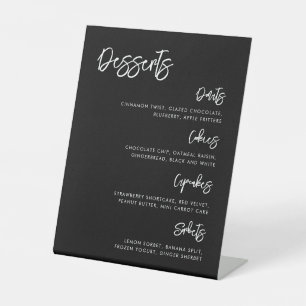 Contemporary modern black Wedding Dessert Bar Pedestal Sign
