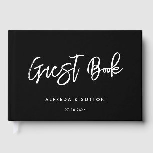 Contemporary modern black wedding guest book