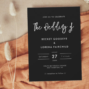 Contemporary modern black wedding invitation