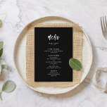 Contemporary modern black wedding menu<br><div class="desc">A bold and trendy typography for your wedding stationery,  simple yet elegant with a black and white theme. Fully customizable: you can change the colours of the font and background if needed.</div>