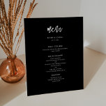 Contemporary modern black wedding menu pedestal sign<br><div class="desc">A bold and trendy typography for your wedding stationery,  simple yet elegant with a black and white theme. Fully customizable: you can change the colours of the font and background if needed.</div>