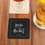 Contemporary modern black wedding square paper coaster<br><div class="desc">A bold and trendy typography for your wedding stationery,  simple yet elegant with a black and white theme. Fully customizable: you can change the colours of the font and background if needed.</div>