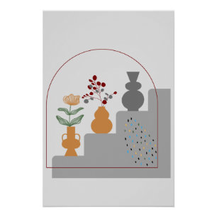 Contemporary Modern Boho Grey Glossy Poster