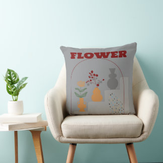 Contemporary Modern Boho Grey Throw Pillow