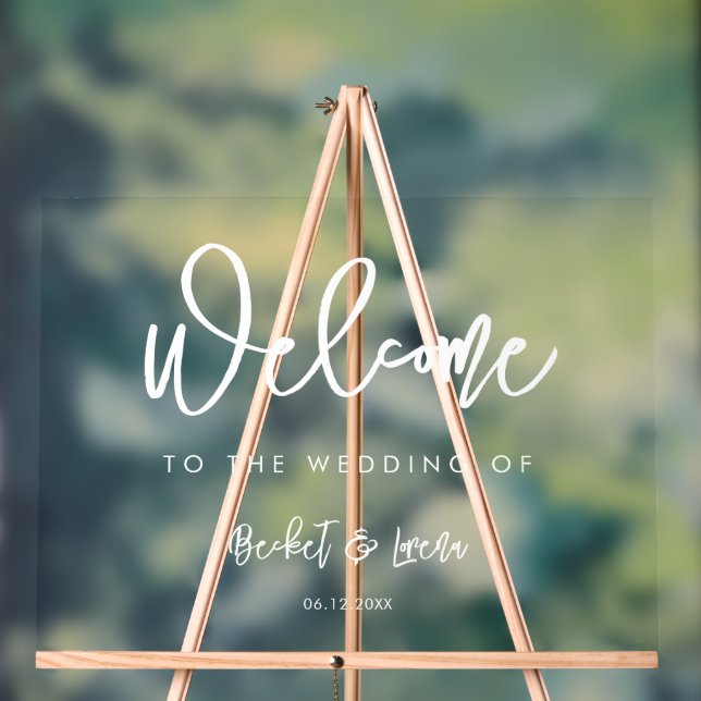 Contemporary modern Clear wedding welcome sign (Neutral)