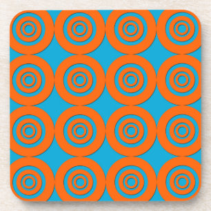 Contemporary Modern Design Orange Blue Circles Coaster