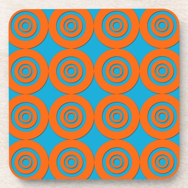 Contemporary Modern Design Orange Blue Circles Coaster (Front)