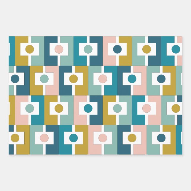 Contemporary Modern Geometric Rektangel Pattern Wrapping Paper Sheet (Front)
