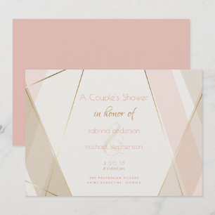 Contemporary Modern Geometric Stripes Blush Sand Invitation
