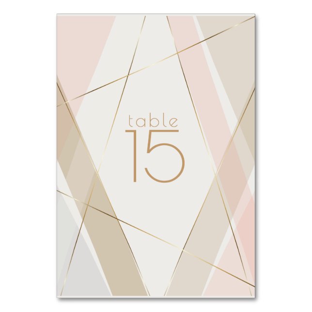 Contemporary Modern Geometric Stripes Blush Sand Table Number (Front)