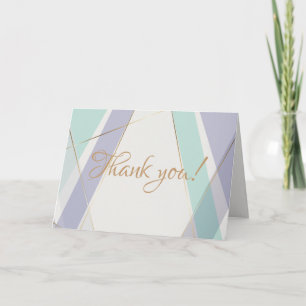 Contemporary Modern Geometric Stripes Mint Violet Thank You Card
