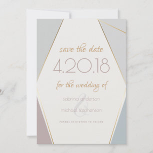 Contemporary Modern Geometric Stripes Taupe Slate Save The Date