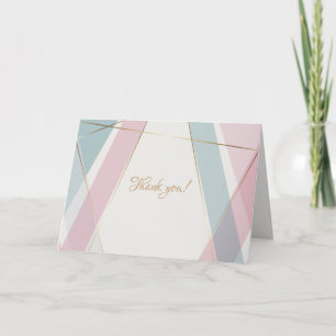 Contemporary Modern Geometric Stripes Teal Rose Thank You Card