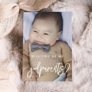 Contemporary modern Godparent proposal photo card