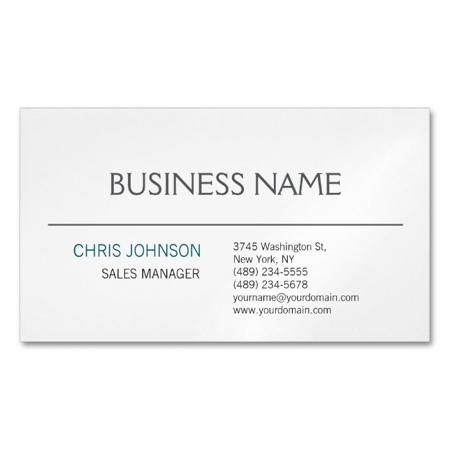 Contemporary Modern Minimalist Plain Magnetic Business Card (Front)