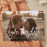 Contemporary modern Save the date photo Announcement Postcard<br><div class="desc">Save the date: share the joy of your love and new engagement with this modern personalized Save the Date photo card. Fully customizable message and colours.</div>