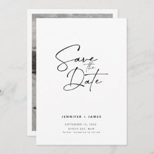Contemporary Modern Script Save the date Invitatio Invitation