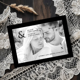 Contemporary Modern Stylish Black & White Photo Save The Date