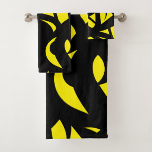 Contemporary Modern Yellow / Black  Bath Towel Set