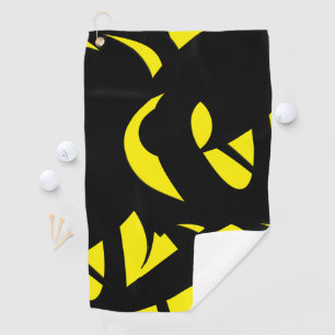 Contemporary Modern Yellow / Black  Golf Towel