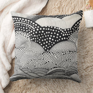Contemporary Monochrome Abstract Geometry Pattern Throw Pillow