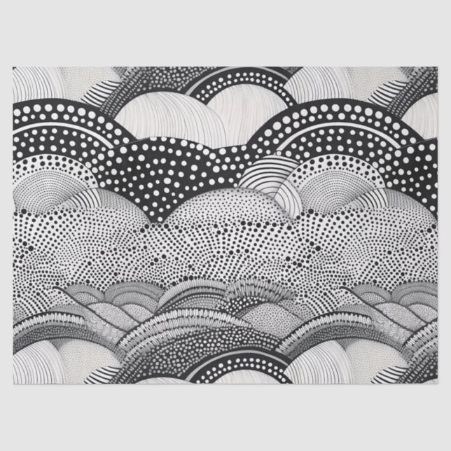 Contemporary Monochrome Abstract Geometry Pattern Tissue Paper (Front)