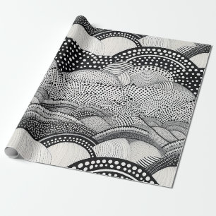 Contemporary Monochrome Abstract Geometry Pattern Wrapping Paper