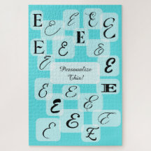 Contemporary Monograms Customizable: "E" Aqua