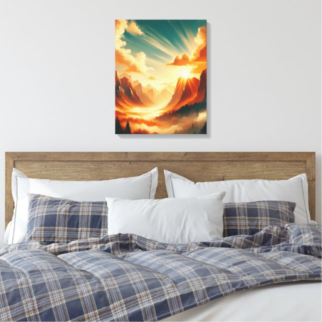 Contemporary Nature Spray Paint Canvas Print (Insitu(Bedroom))