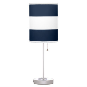 Contemporary Navy Blue White Nautical Stripes Table Lamp