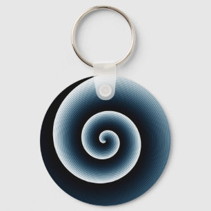 Contemporary Navy Deep Blue Stylish Twirl Pattern Keychain