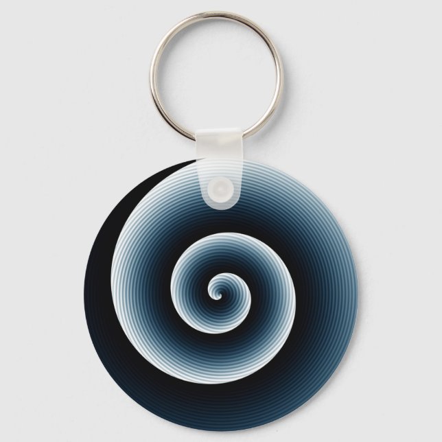 Contemporary Navy Deep Blue Stylish Twirl Pattern Keychain (Front)
