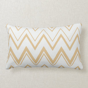 Contemporary neutral gold white chevron pattern lumbar pillow