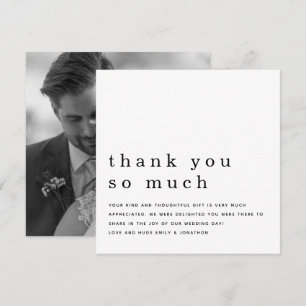 Contemporary Newlywed Black White Photo Thank You