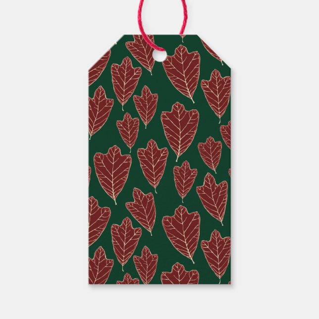 Contemporary Oak Leaves Gift Tags (Front)
