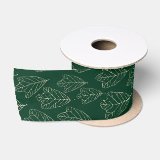 Contemporary Oak Leaves Pattern Satin Ribbon