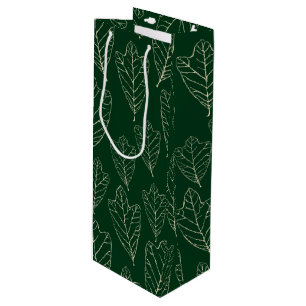Contemporary Oak Leaves Pattern Wine Gift Bag