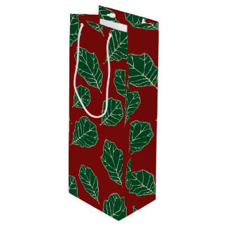 Contemporary Oak Leaves Pattern Wine Gift Bag