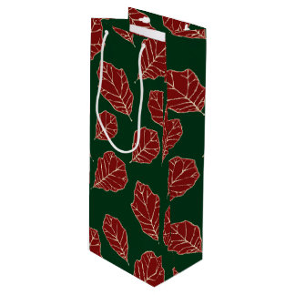 Contemporary Oak Leaves Pattern Wine Gift Bag