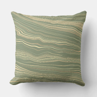 Contemporary Olive Green with Linen Pattern Throw Pillow