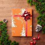 Contemporary Orange and White Christmas Wrapping Paper<br><div class="desc">A modern,  yet elegant Christmas wrap featuring an orange and white theme of white Christmas trees and 'Be Merry' Christmas greetings,  scattered over an orange background to give your gift wrapping a contemporary,  stylish look this holiday season.</div>