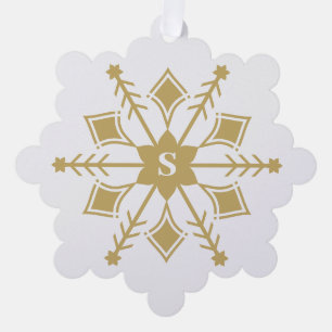 Contemporary Original Snowflake with Initial Ornament Card