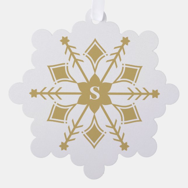 Contemporary Original Snowflake with Initial Ornament Card (Front)