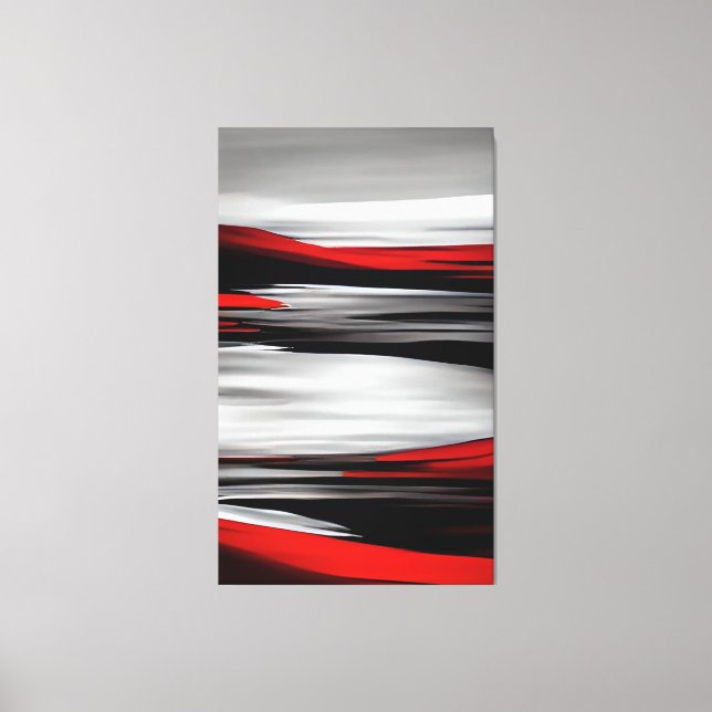 Contemporary Painting Red Black Grey Abstract Art Canvas Print (Front)