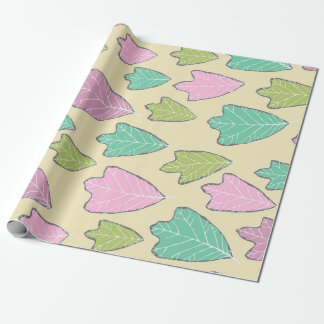 Contemporary Pastel Oak Leaves Pattern Wrapping Paper