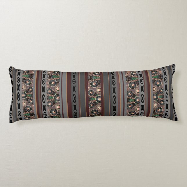 Contemporary Pattern Brown, Grey, Tan Body Pillow (Back)