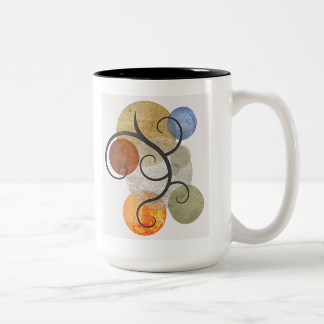 Contemporary Patterned Circles Two-Tone Coffee Mug (Right)