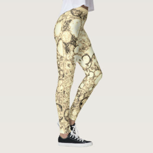 Contemporary Peach Beige Abstraction Special Paint Leggings