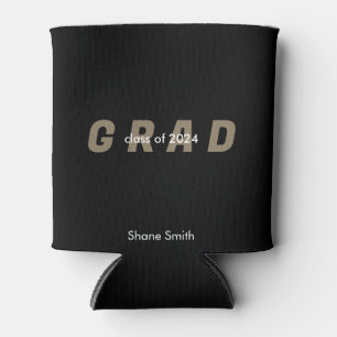 Contemporary Personalized Black Graduation Can Cooler